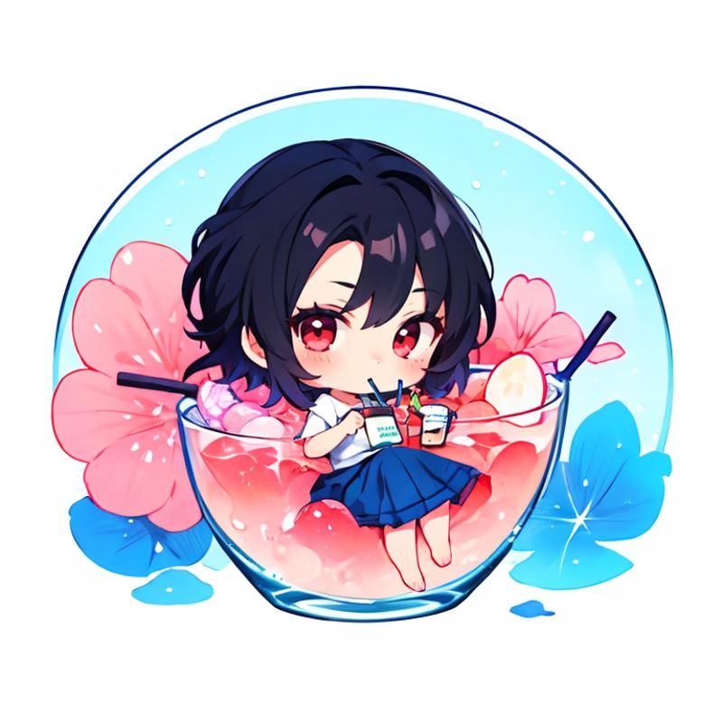 395896-2327177050-(chibi_1.2),in container, 1girl, solo,short hair,red eyes,blue skirt,black hair,full body, sitting ,(drinking glass_1.2),in drin.png